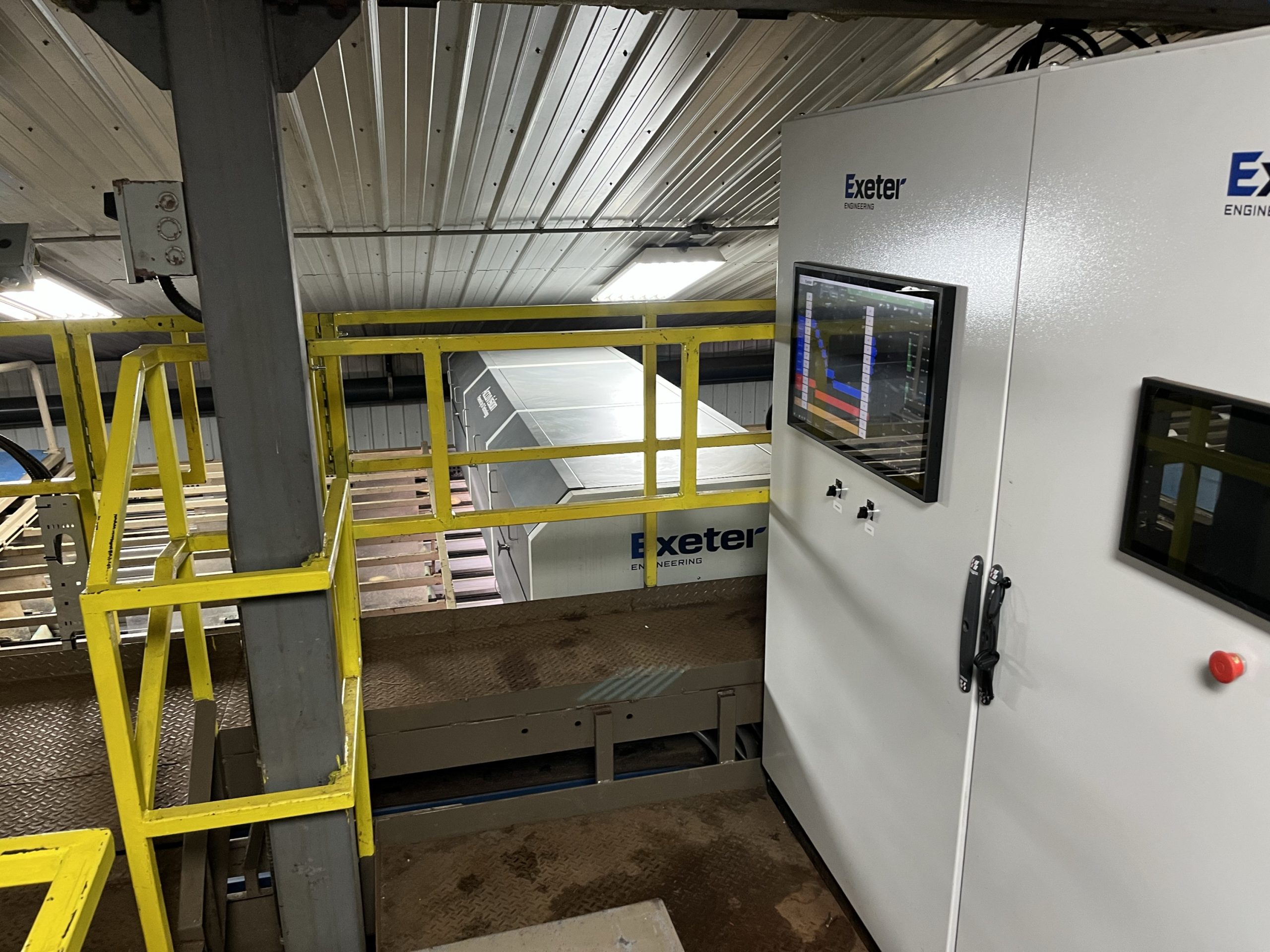 Potato sorting machine in packing shed